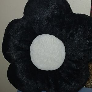 Black and White Flower Accent Pillow